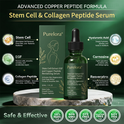 💖 Purelora® Sérum Activateur EGF & Peptides de Cuivre | Aide à stimuler le renouvellement cutané pour une peau plus ferme, plus lisse et visiblement rajeunie