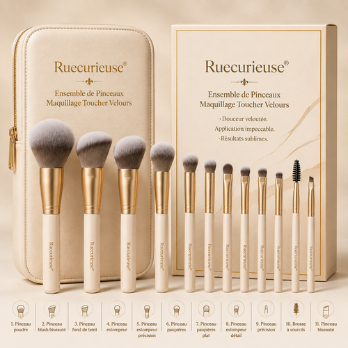 Ruecurieuse® Ensemble de Pinceaux de Maquillage Velvet Touch