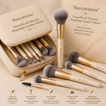 Ruecurieuse® Ensemble de Pinceaux de Maquillage Velvet Touch