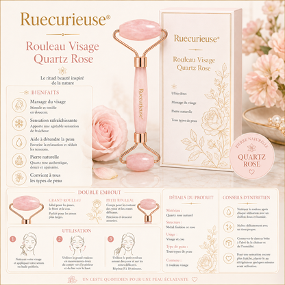 Ruecurieuse® Rouleau Visage Quartz Rose