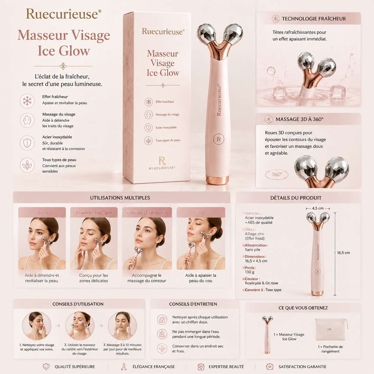 Ruecurieuse® Masseur Visage Ice Glow