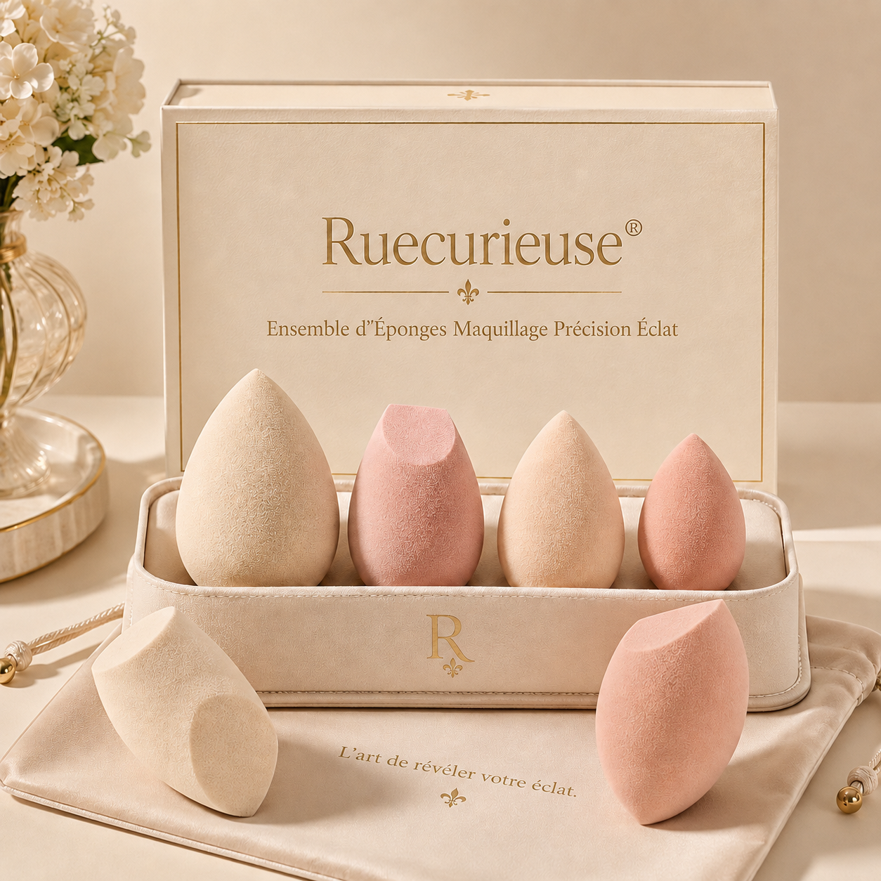 Ruecurieuse® Ensemble d’Éponges de Maquillage Precision Glow