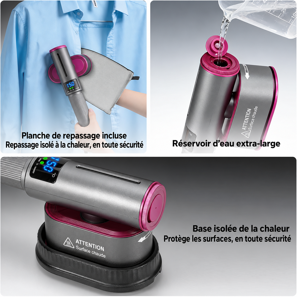 🔥 𝑫𝑬𝑹𝑵𝑰𝑬𝑹 𝑱𝑶𝑼𝑹 – 50 % 𝑫𝑬 𝑹É𝑫𝑼𝑪𝑻𝑰𝑶𝑵 🔥 Défroisseur & Fer à Vapeur 2-en-1 1200W – Chauffe Rapide, Compact & Idéal pour le Voyage