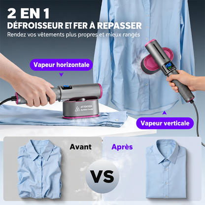 🔥 𝑫𝑬𝑹𝑵𝑰𝑬𝑹 𝑱𝑶𝑼𝑹 – 50 % 𝑫𝑬 𝑹É𝑫𝑼𝑪𝑻𝑰𝑶𝑵 🔥 Défroisseur & Fer à Vapeur 2-en-1 1200W – Chauffe Rapide, Compact & Idéal pour le Voyage