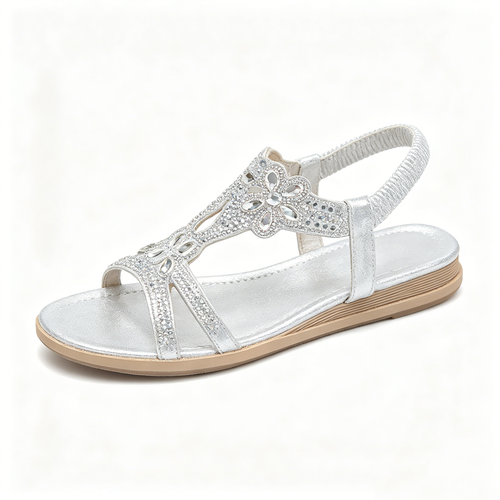 ✨ Sandales Bohèmes Femme à Strass Brillants – Confort Absolu, Bride Élastique & Élégance Estivale