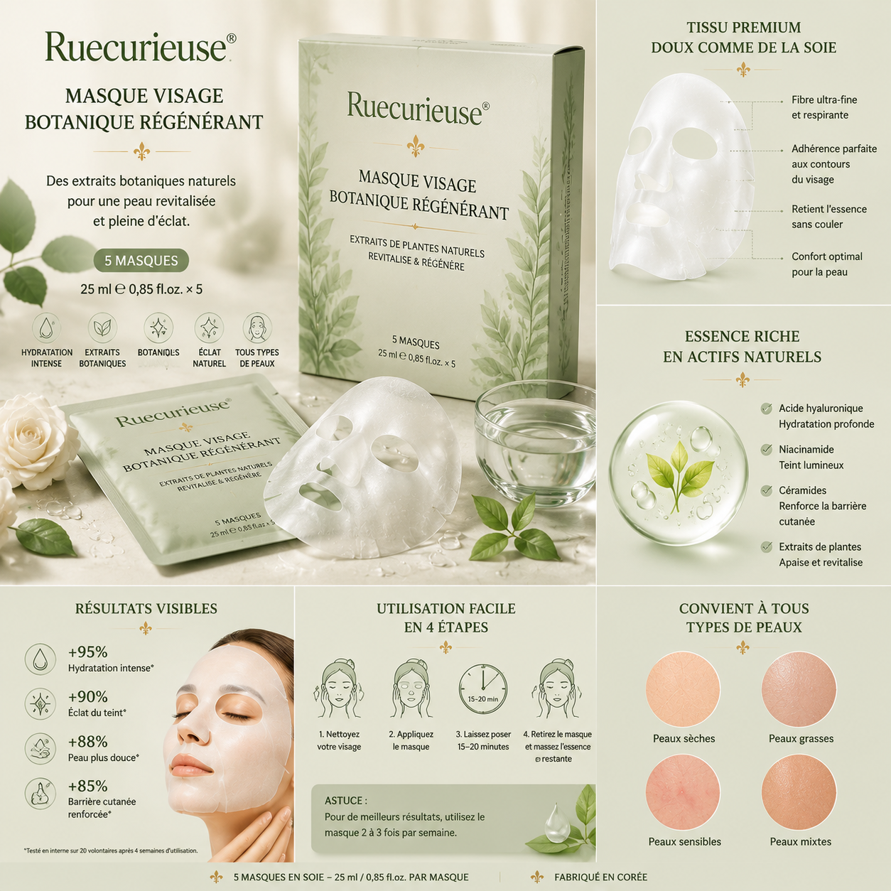 Ruecurieuse® Masque Visage Botanique Régénérant
