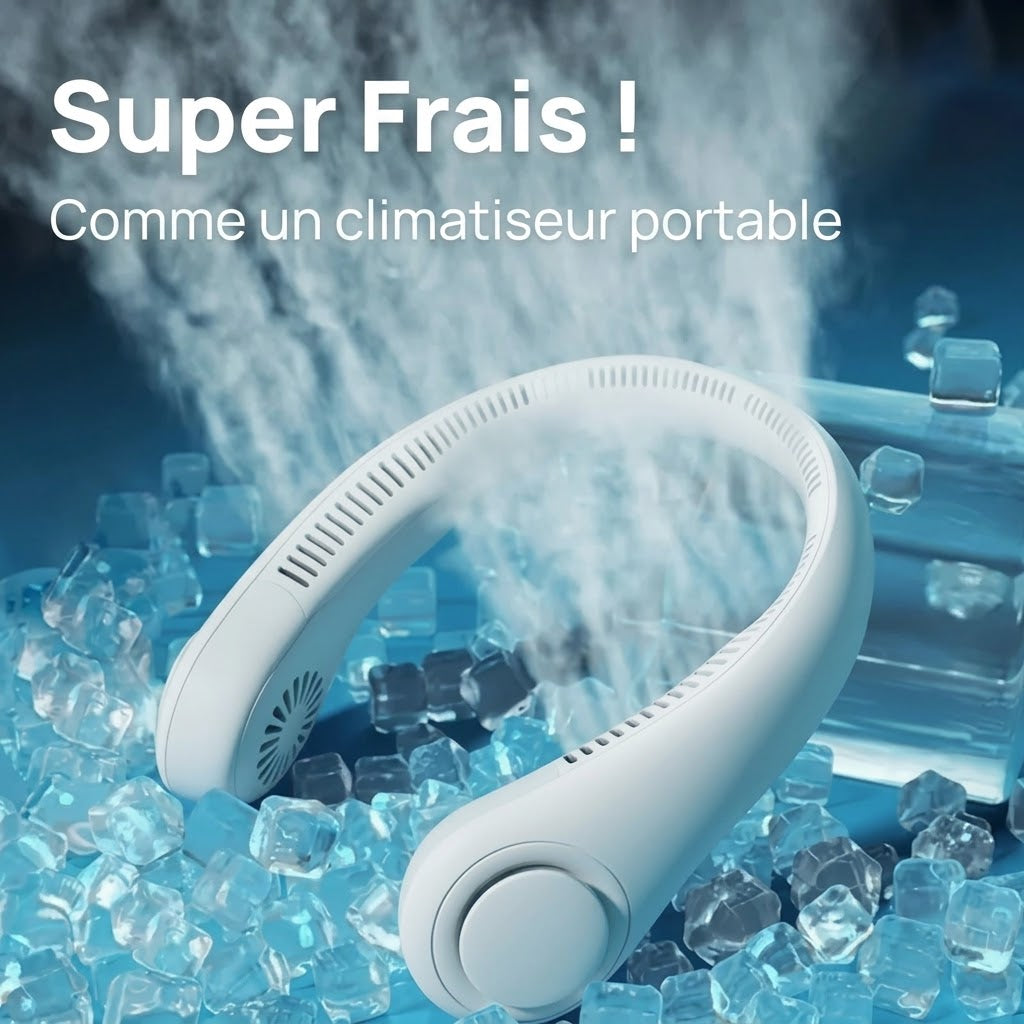 🏆 Best-seller Été 2026 ❄️ Ventilateur de cou portable sans pales – Fraîcheur rapide en 3 secondes