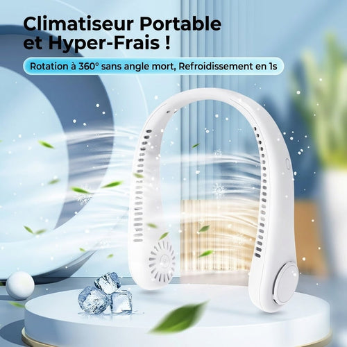 🏆 Best-seller Été 2026 ❄️ Ventilateur de cou portable sans pales – Fraîcheur rapide en 3 secondes