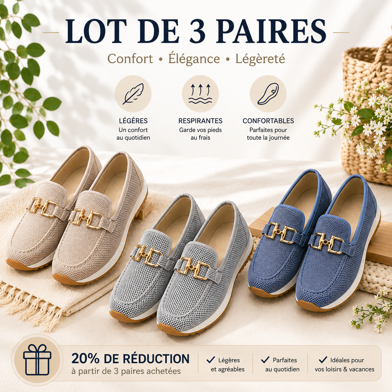 Beige ＆ Gris＆ Bleu