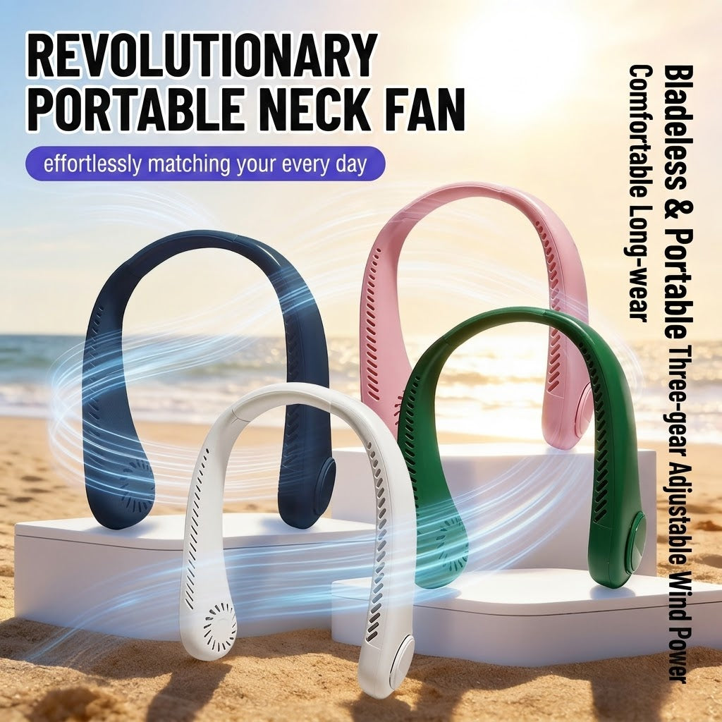 🏆 Best-seller Été 2026 ❄️ Ventilateur de cou portable sans pales – Fraîcheur rapide en 3 secondes